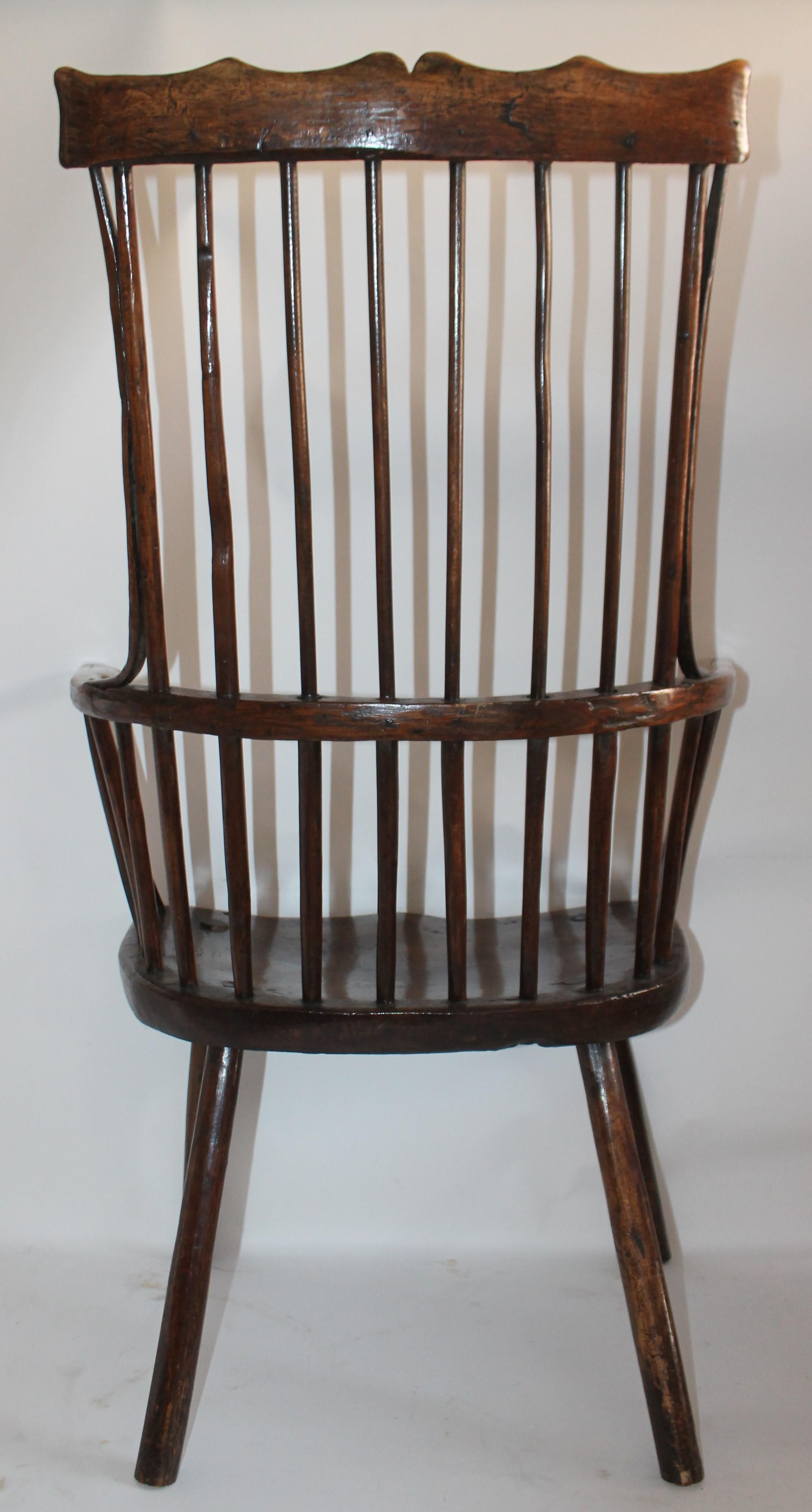 18th Century English Extended Arm High Back Windsor Chair 2