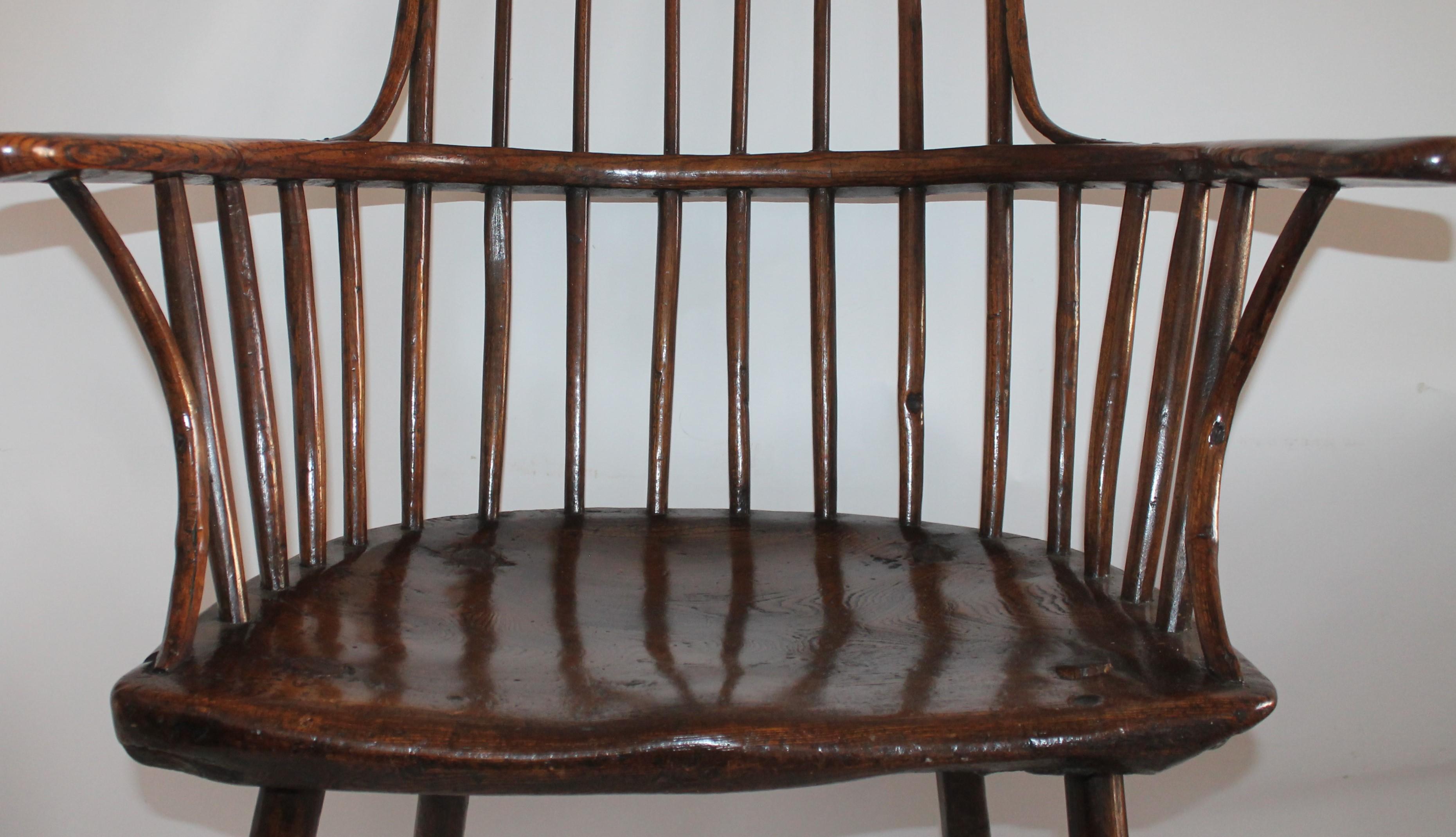 Hand-Crafted 18th Century English Extended Arm High Back Windsor Chair