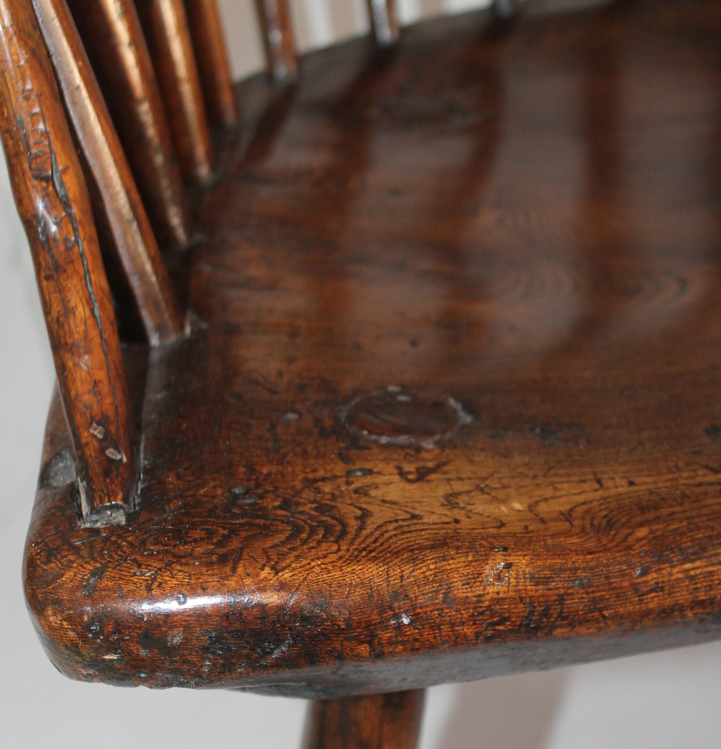 Late 18th Century 18th Century English Extended Arm High Back Windsor Chair