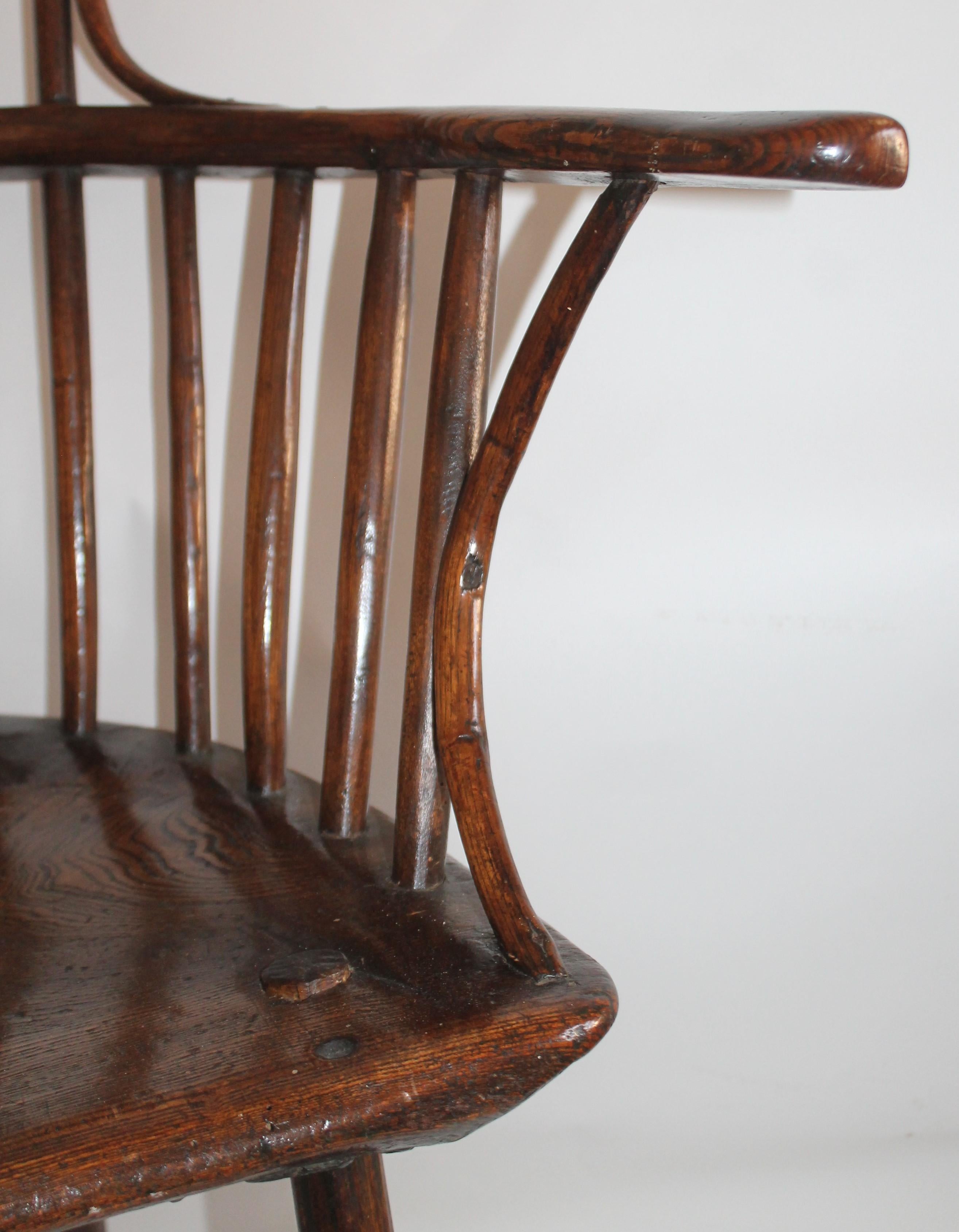 Wood 18th Century English Extended Arm High Back Windsor Chair