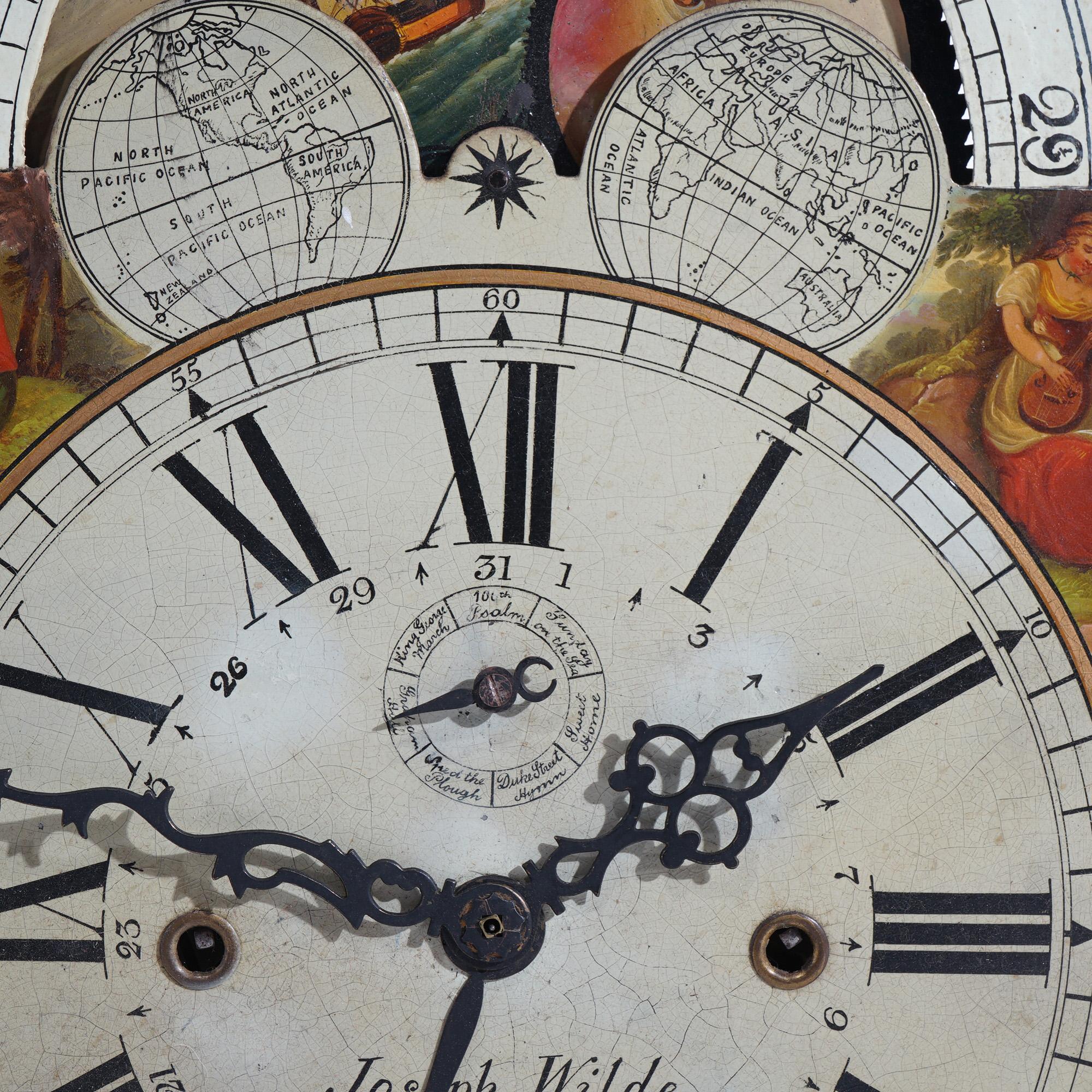18th Century and Earlier 18thC English Joseph Wilde Macclesfield Tall Case Clockworks, Moon Phase Dial