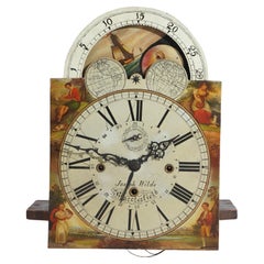 18thC English Joseph Wilde Macclesfield Tall Case Clockworks, Moon Phase Dial