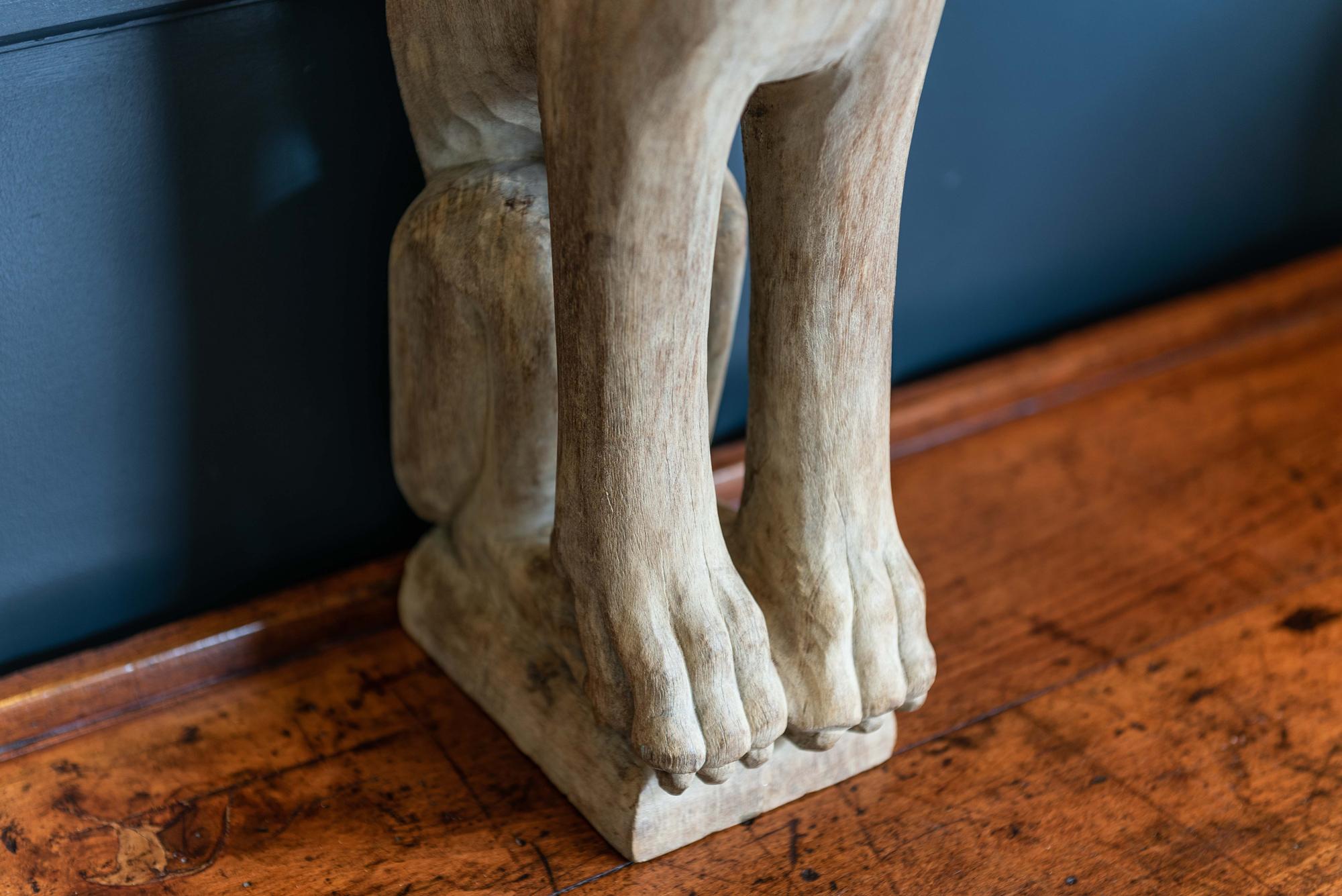 18th Century English Large Carved Oak Lion Table Lamp 1