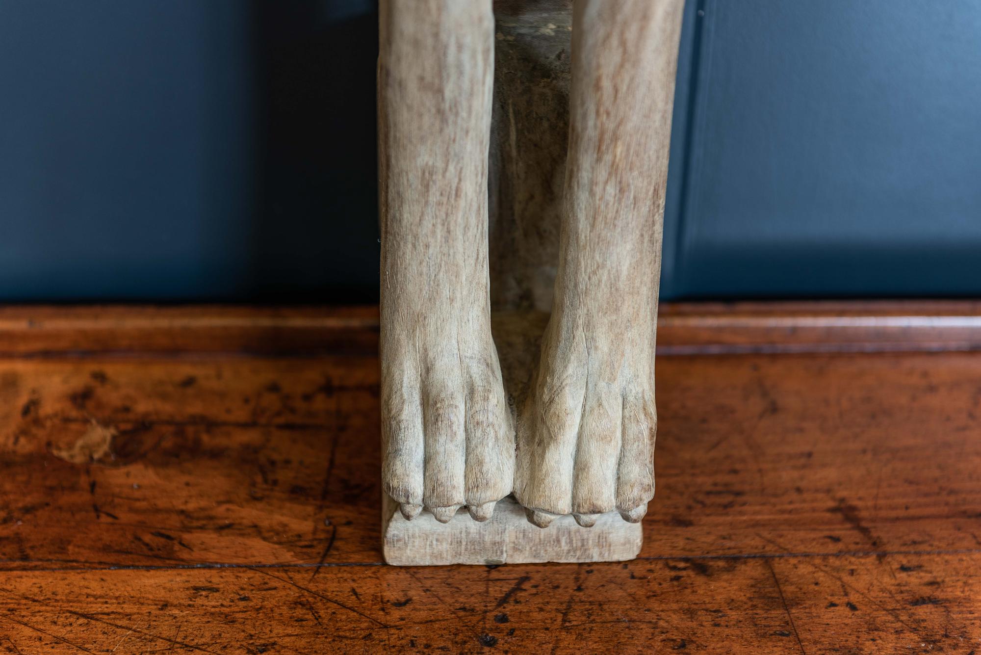 18th Century English Large Carved Oak Lion Table Lamp 2