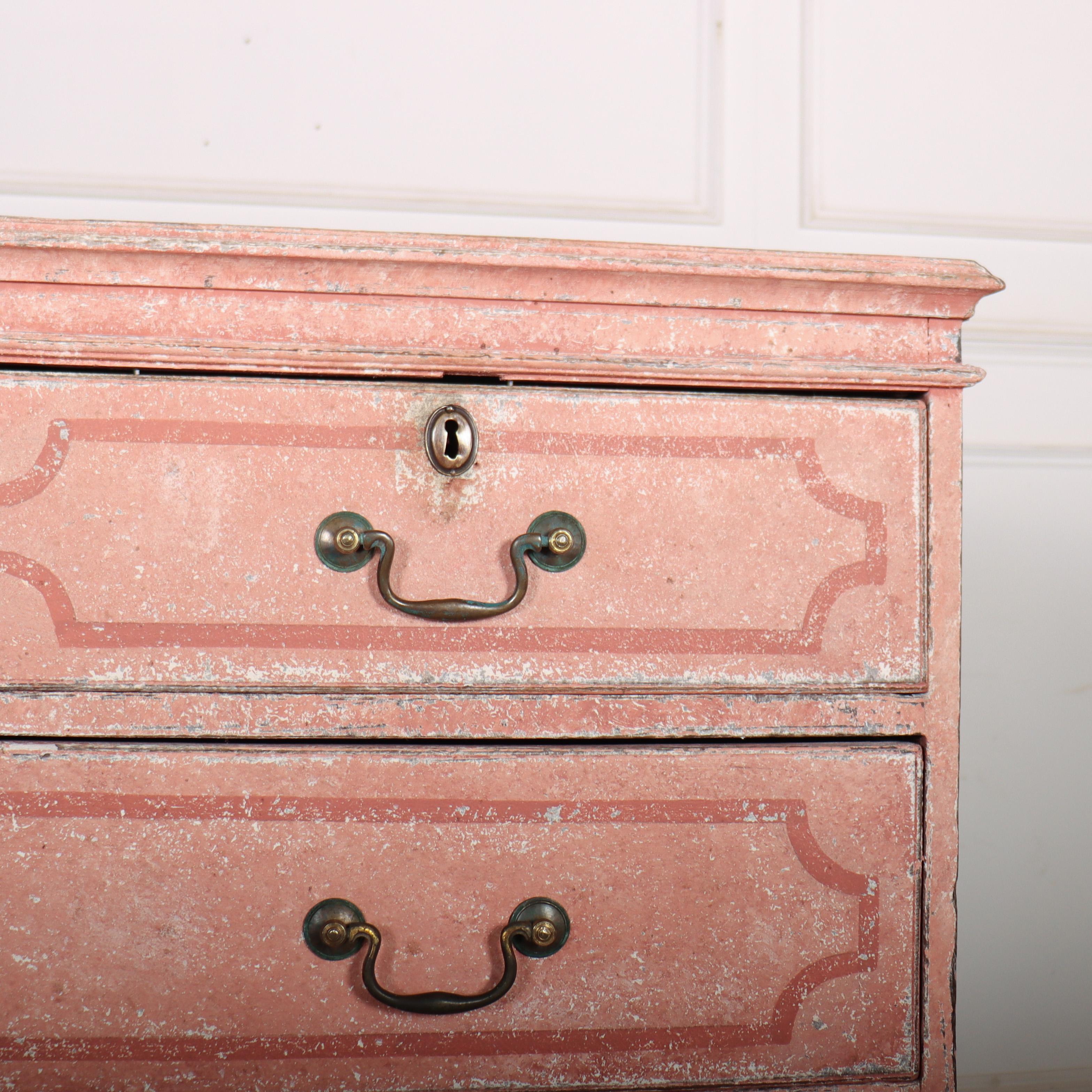 Brass 18thC English Painted Chest of Drawers For Sale
