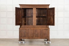 18thC English Stripped Oak Livery Cupboard
