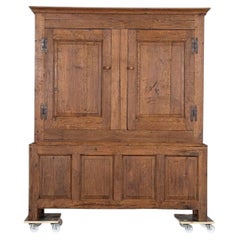 18thC English Stripped Oak Livery Cupboard