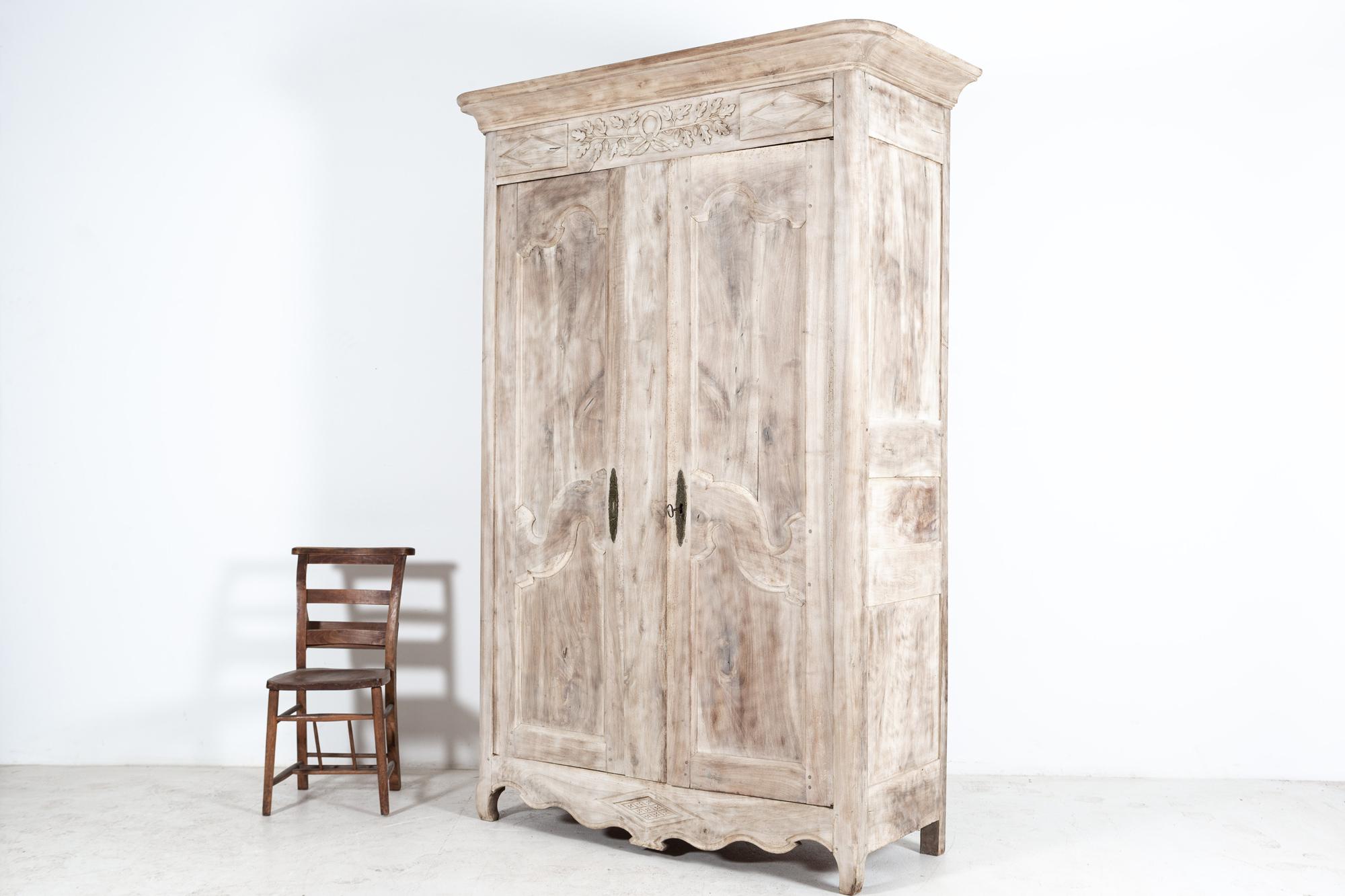 18thC French Bleached Walnut Provincial Armoire 7