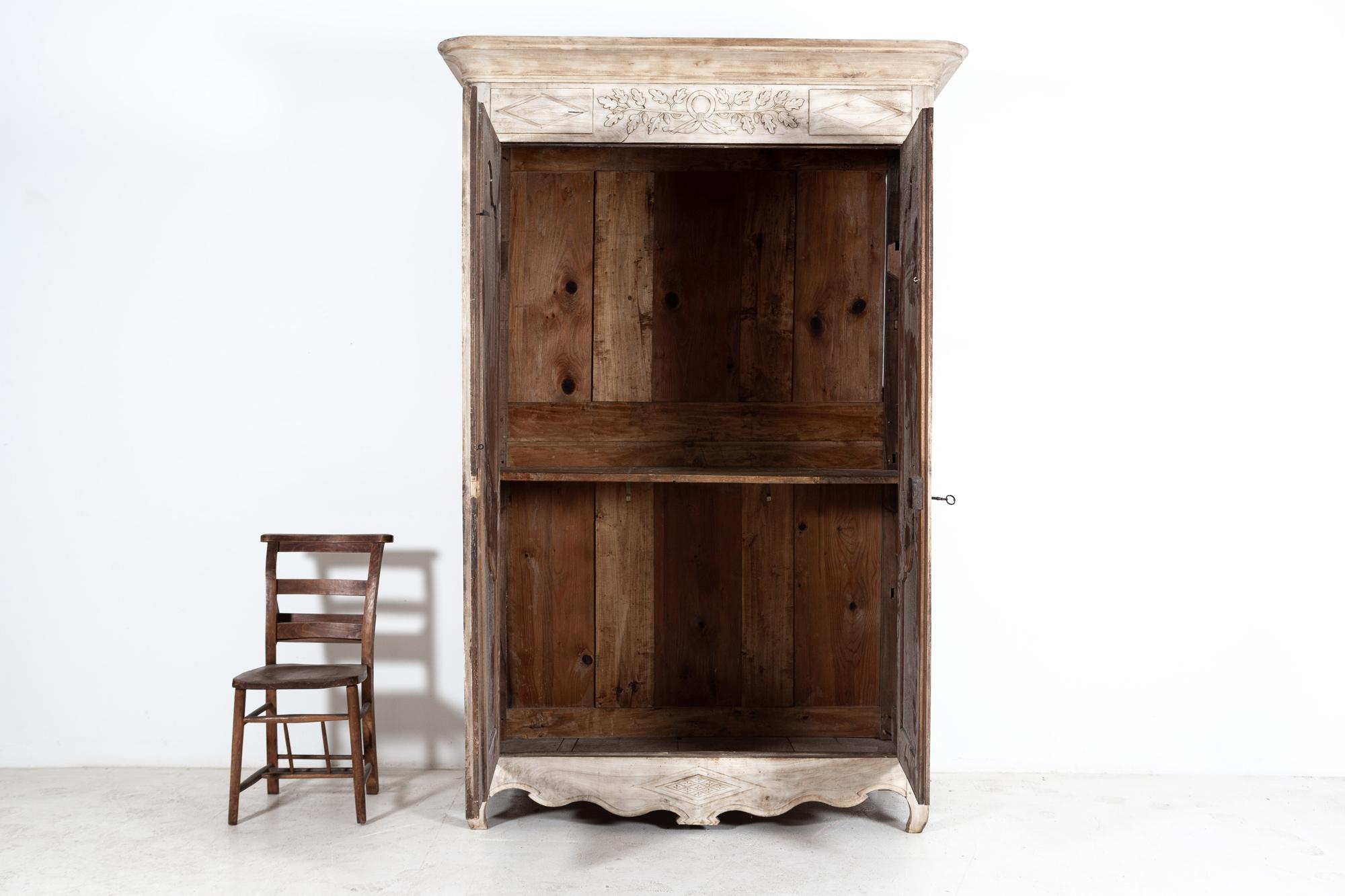 18thC French Bleached Walnut Provincial Armoire In Good Condition In Staffordshire, GB