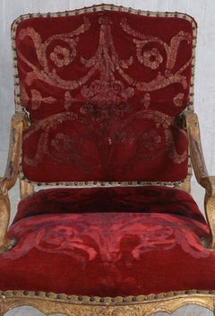 18th Century French Carved Gilded Regence Chair with Original Tapestry Fabric