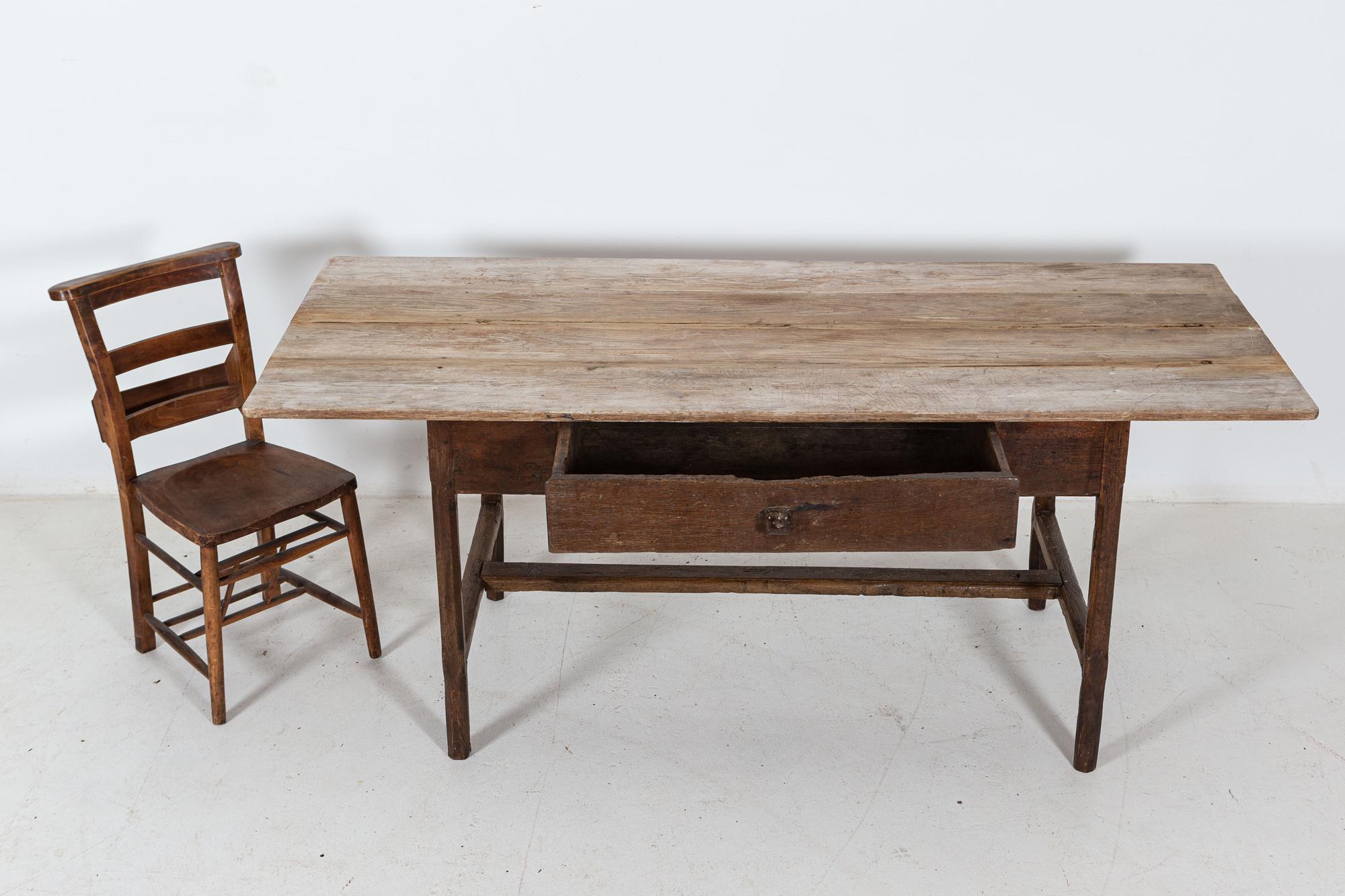 18thC French Elm & Oak Provincial Farmhouse Table For Sale 9