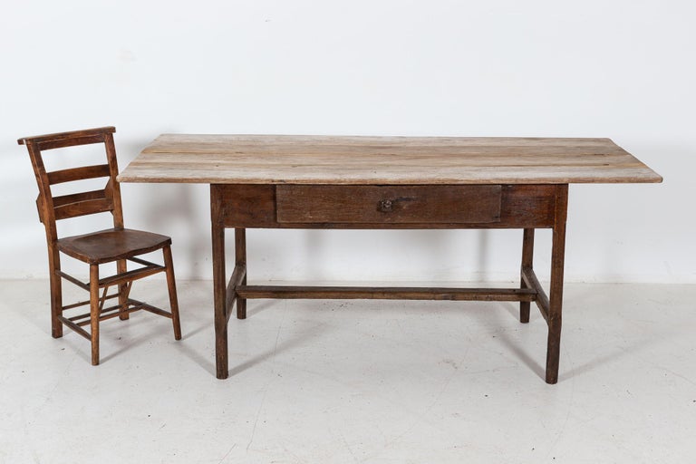 18thC French Elm & Oak Provincial Farmhouse Table In Good Condition For Sale In Staffordshire, GB