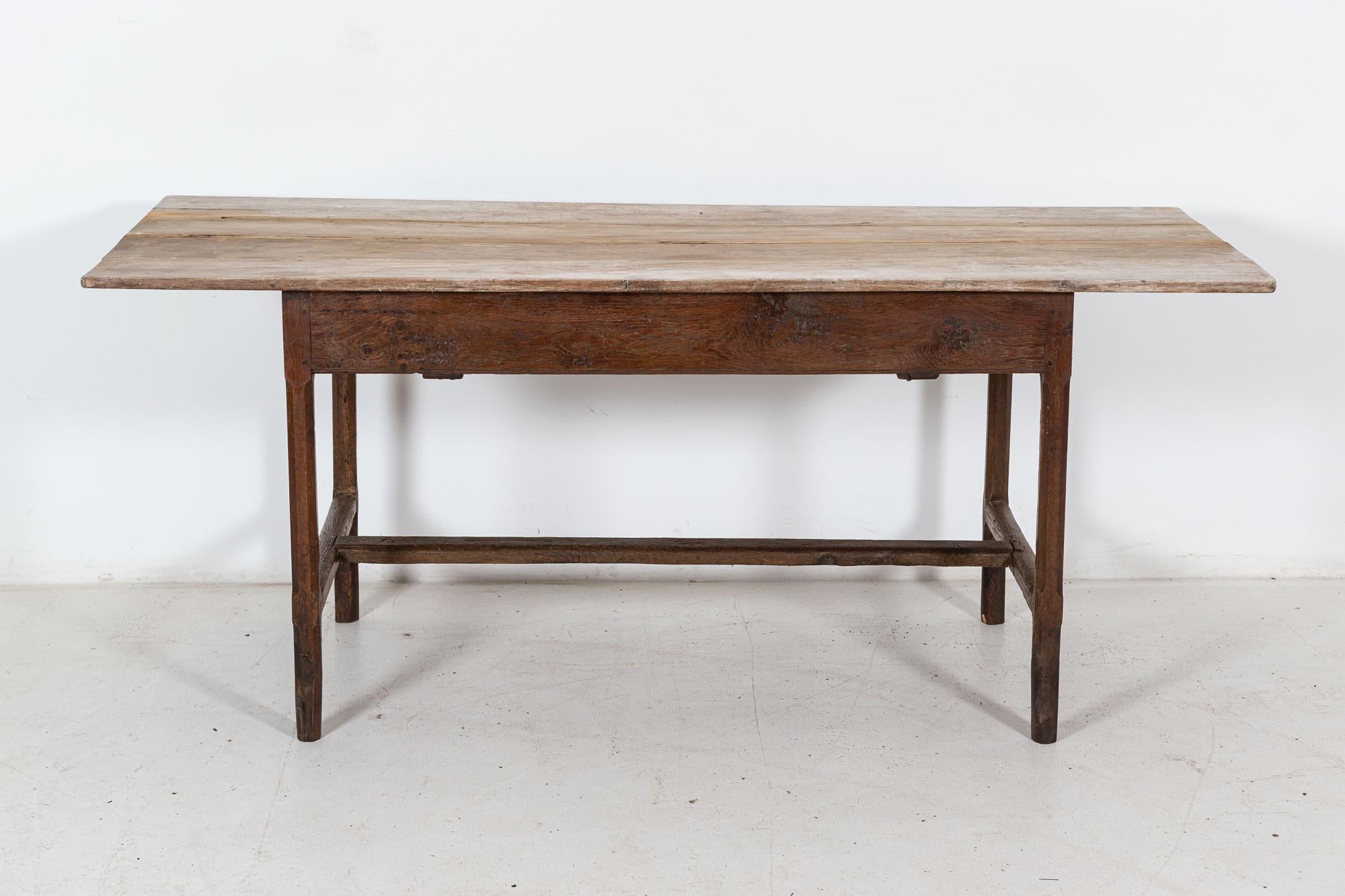 18thC French Elm & Oak Provincial Farmhouse Table For Sale 1