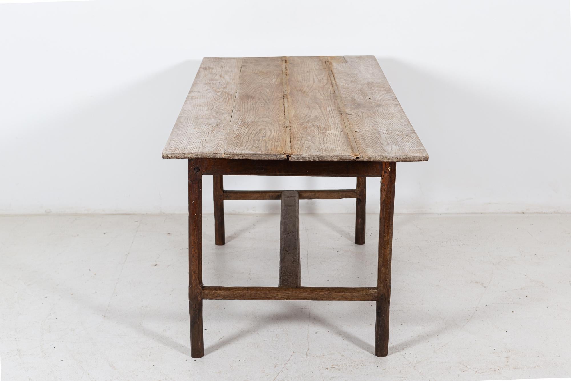 18thC French Elm & Oak Provincial Farmhouse Table For Sale 3