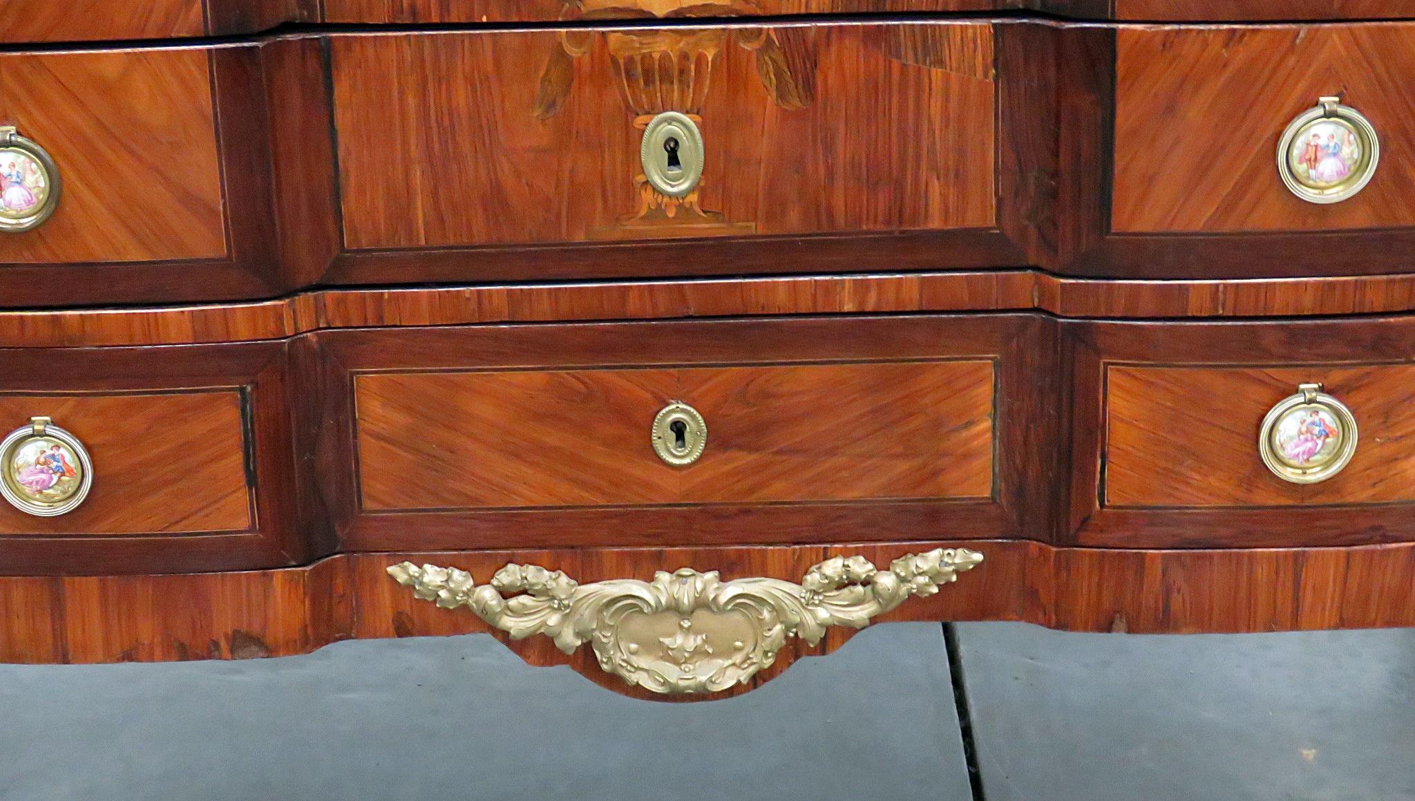 18th Century French Empire Style Inlaid Marble-Top Commode In Good Condition In Swedesboro, NJ
