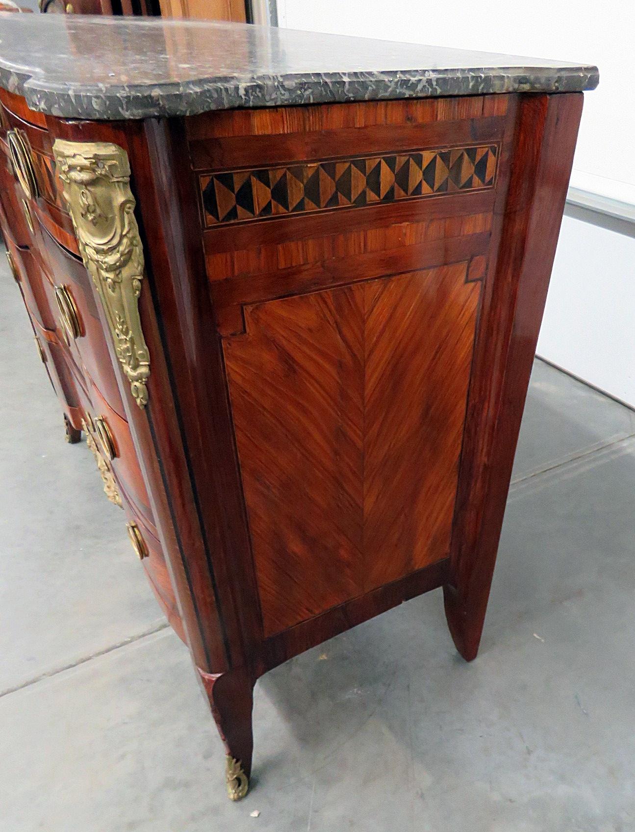 18th Century French Empire Style Inlaid Marble-Top Commode 2