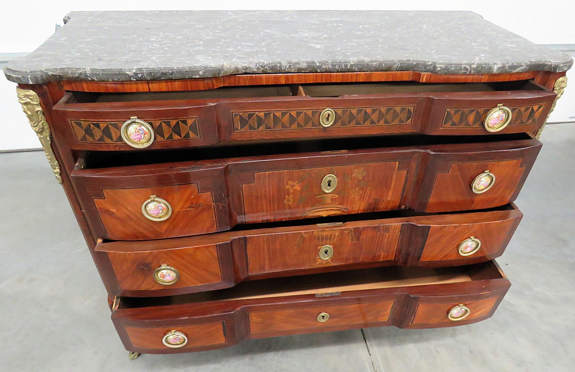 18th Century French Empire Style Inlaid Marble-Top Commode 5