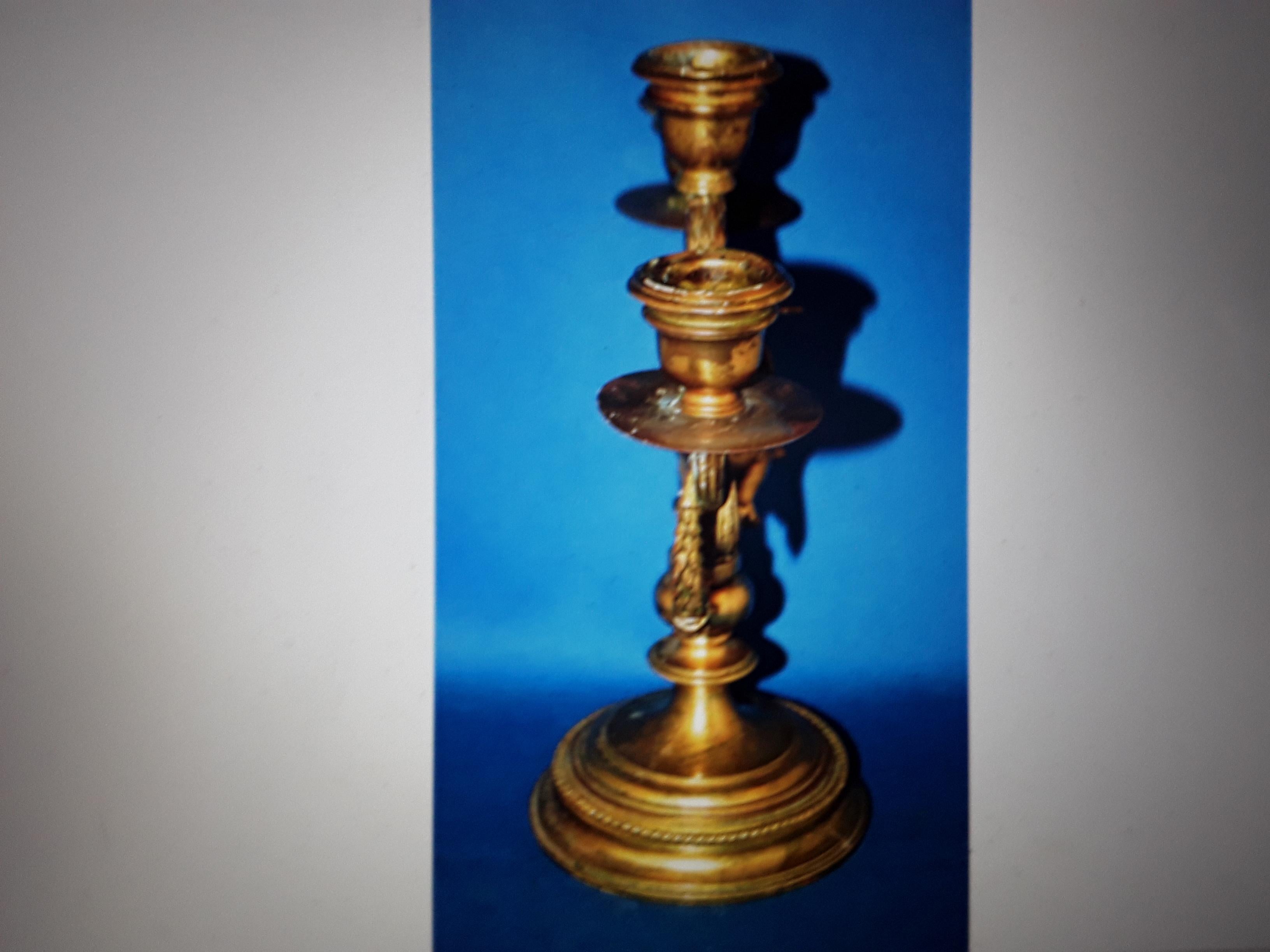18thc French Louis XVI Gilt Bronze Musical Cherub Baby Candelabrum For Sale 2