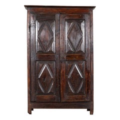 18thC French Provincial Ash Diamond Point Armoire