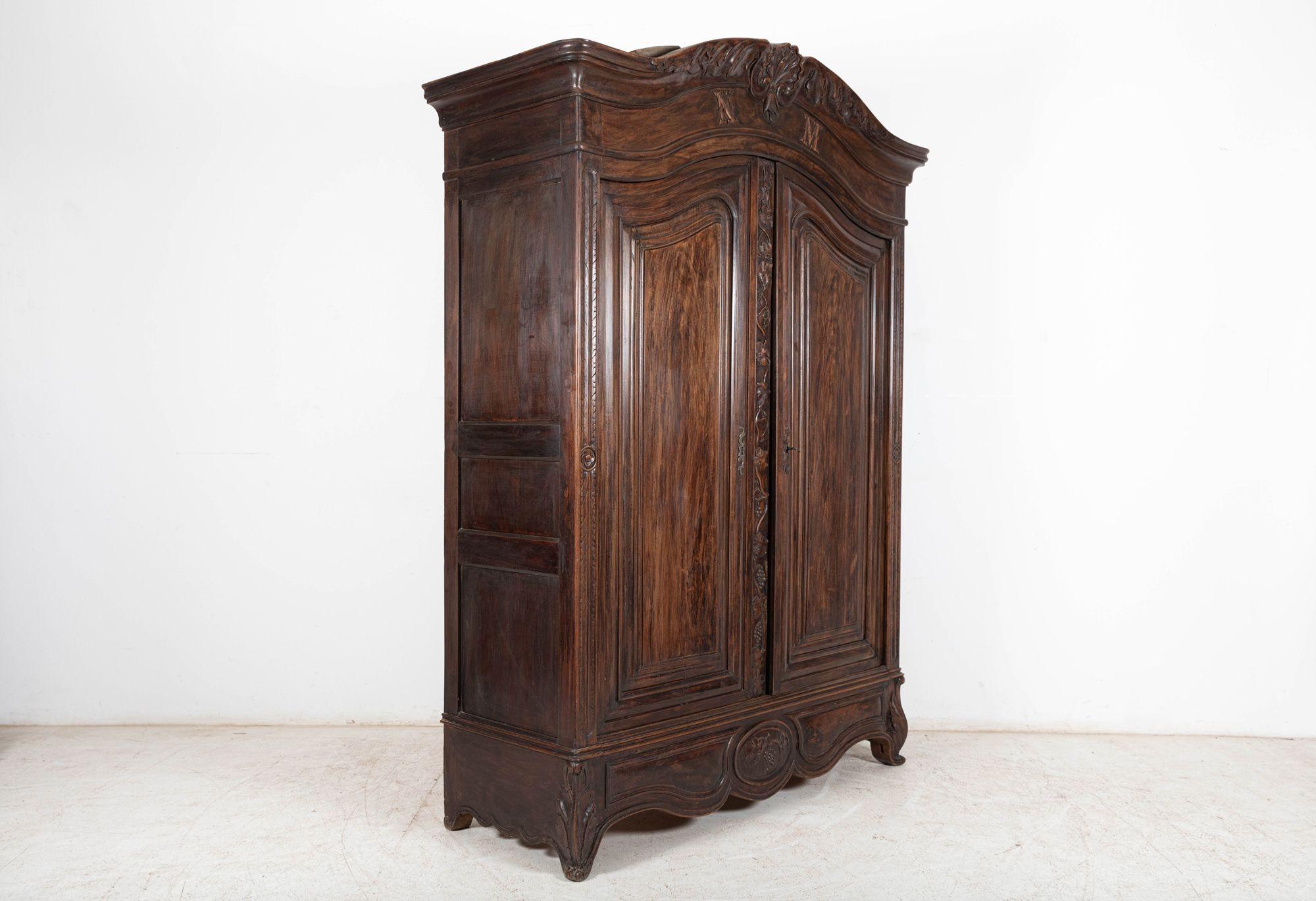 18th Century 18thC French Provincial Louis XV Walnut Armoire