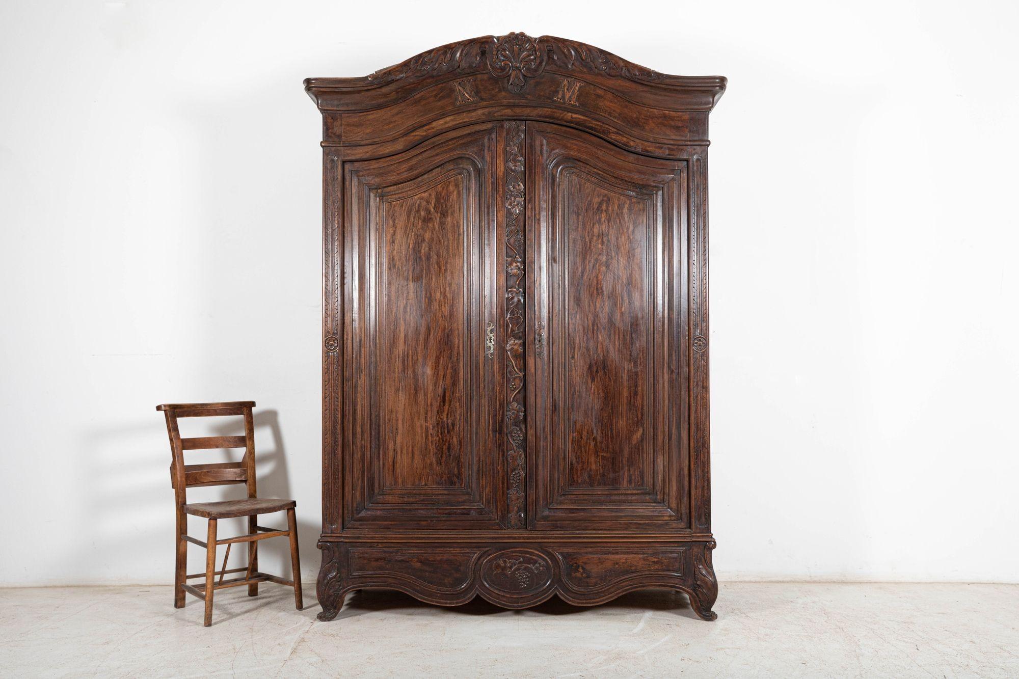18thC French Provincial Louis XV Walnut Armoire 1