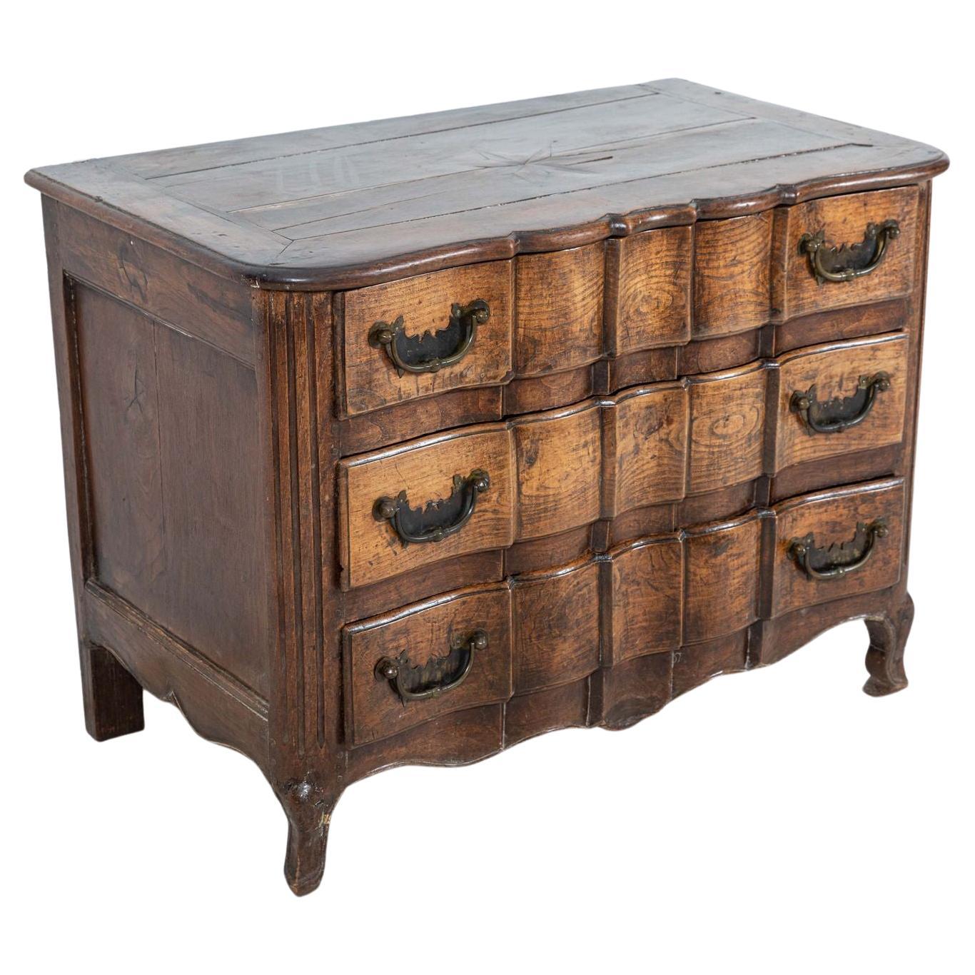 18thC French Provincial Serpentine Walnut Commode For Sale