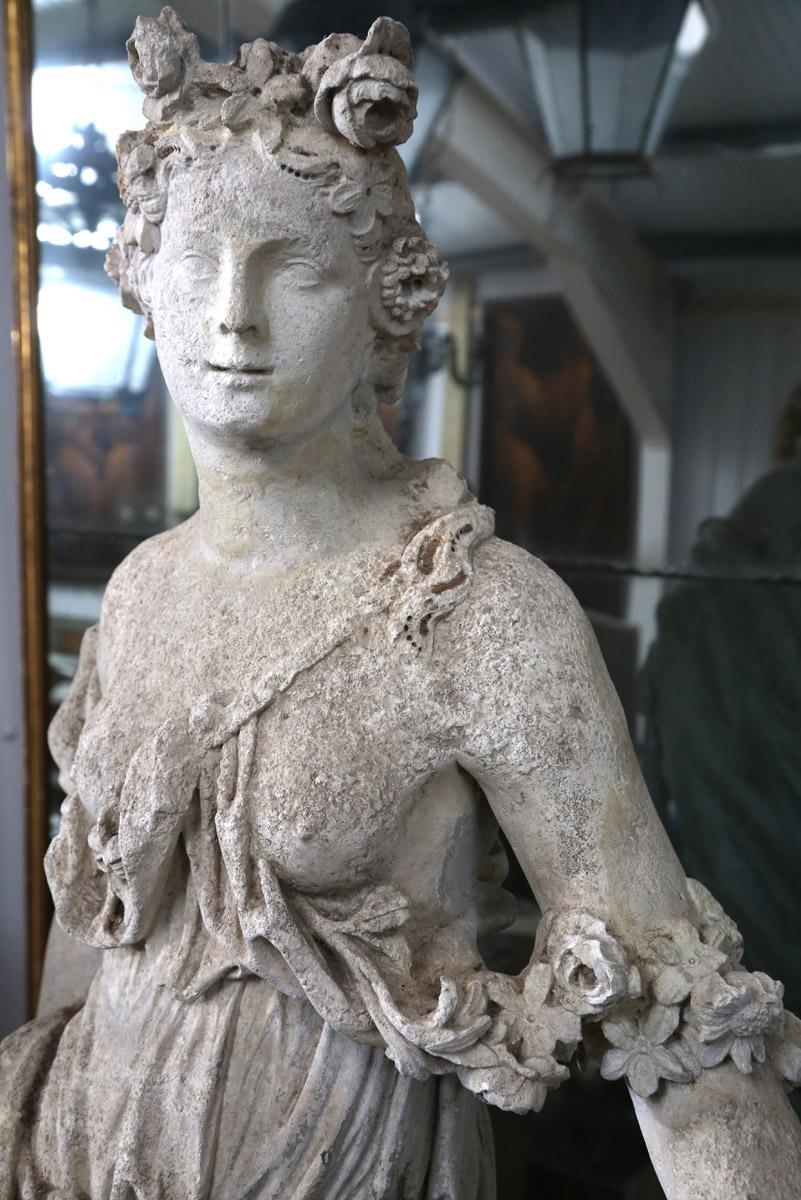 18th Century French Stone Statue of Flora In Good Condition For Sale In Poling, West Sussex