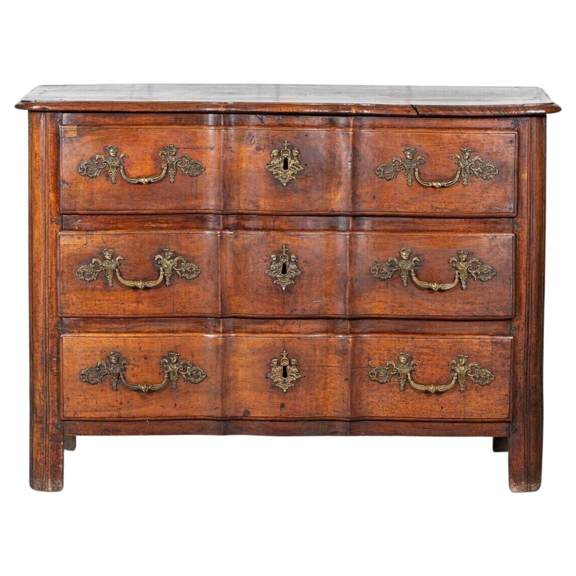 18thC French Walnut Bombe Chest Commode For Sale