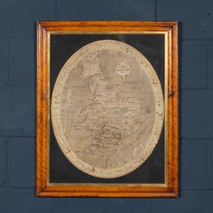 Georgianische Seidenstickerei-Karte von England und Wales aus dem 18. Jahrhundert, angefertigt von Ann Perry um 1796