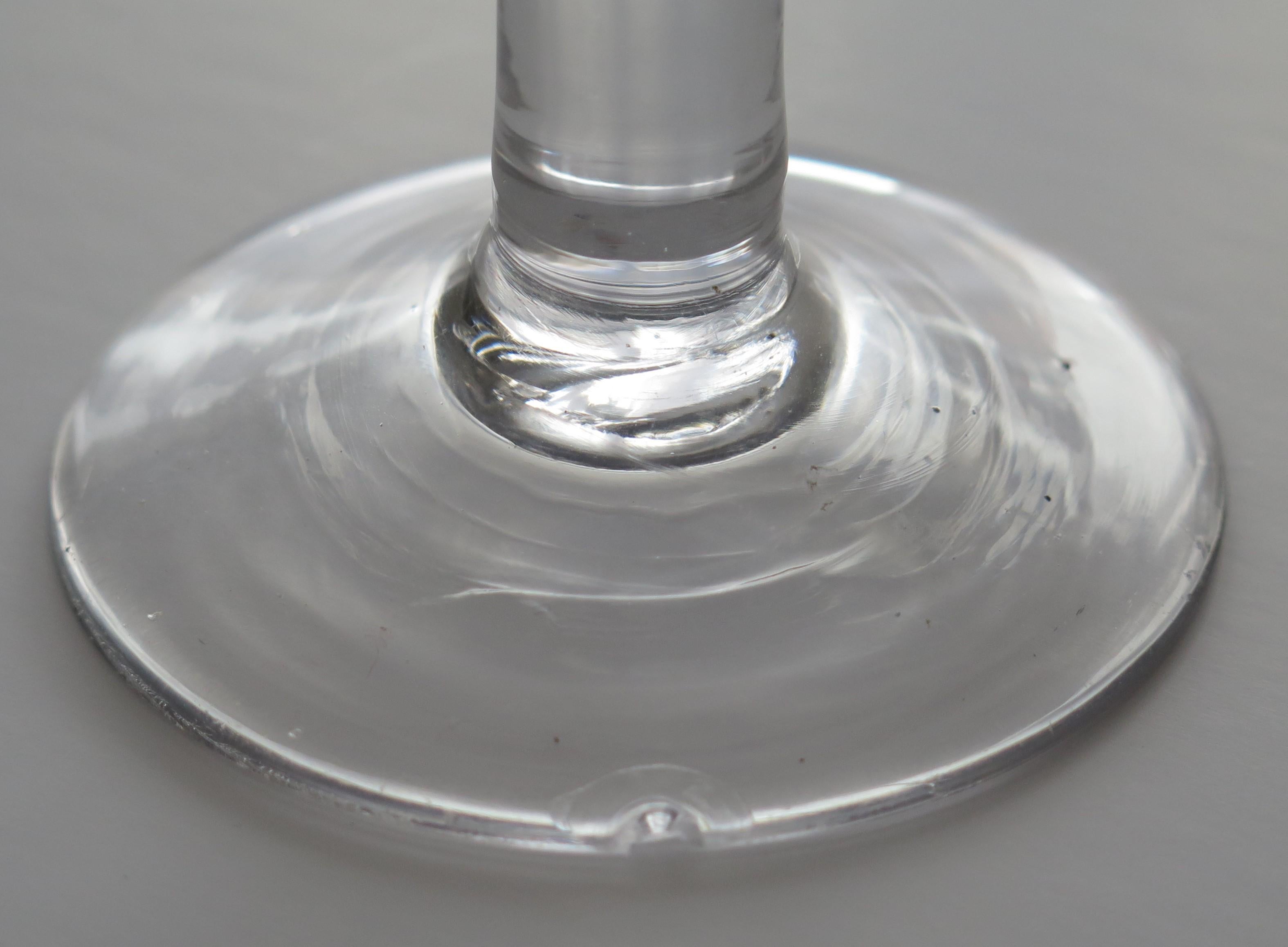 18thC Georgian Wine Drinking Glass OXO Engraved Bowl solid Stem, Circa 1760 For Sale 5
