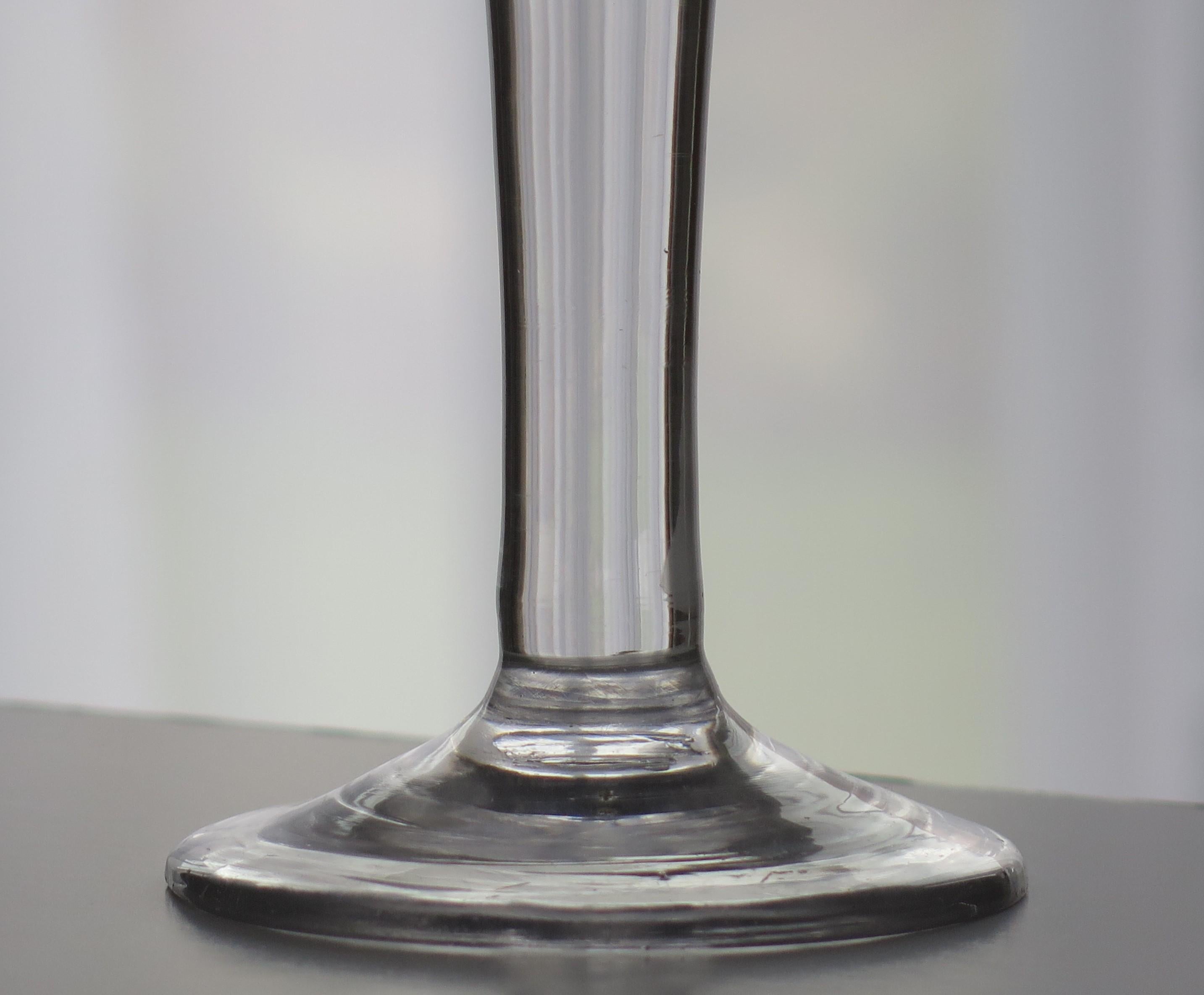 George III 18thC Georgian Wine Drinking Glass OXO Engraved Bowl solid Stem, Circa 1760 For Sale