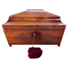 18thC. Georgian Yew Wood Large Sarcophagus Shaped Table Box England. Circa 1760