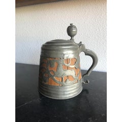 18thC German Pewter and Wood "Draubenkrug" Stein