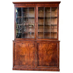 18thC Glazed Mahogany Library Bookcase