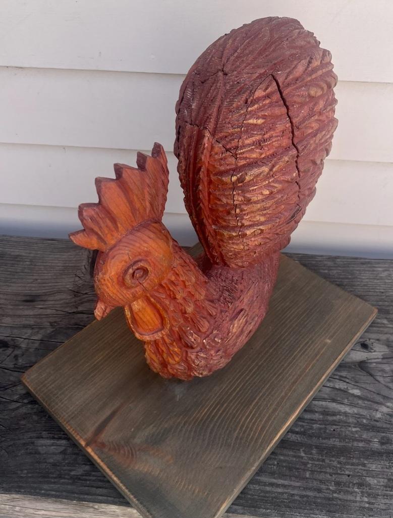 rooster wood carving