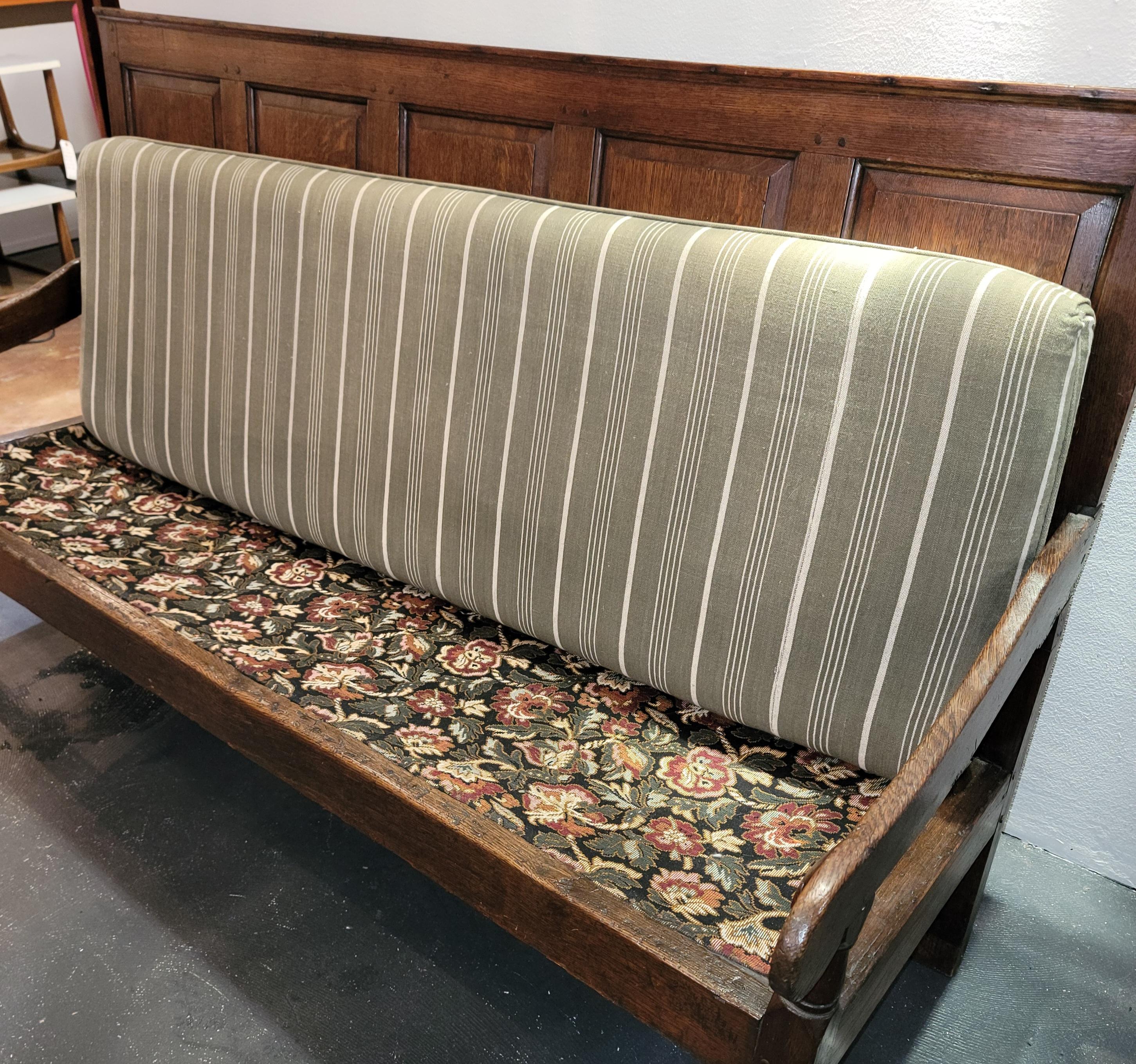 18thc Hand Made Wooden Bench/Settee With Custom Cushions For Sale 4