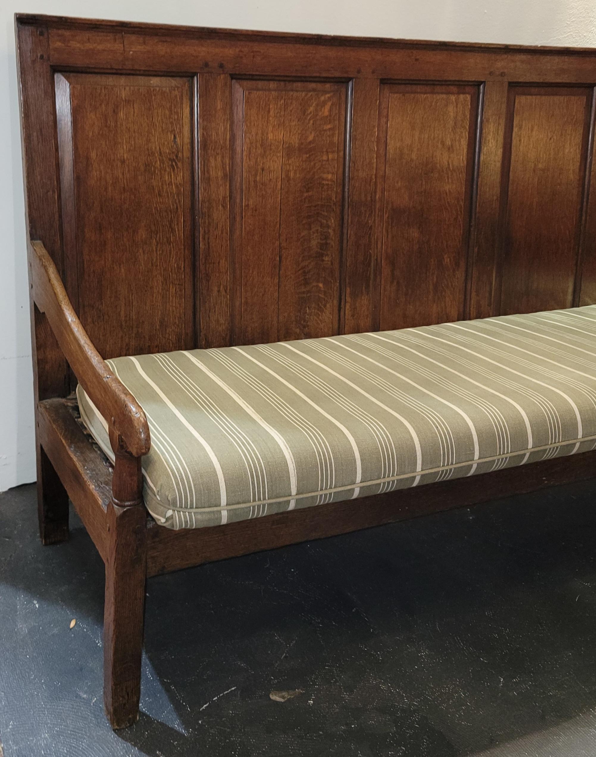 18thc Hand Made Wooden Bench/Settee With Custom Cushions For Sale 6