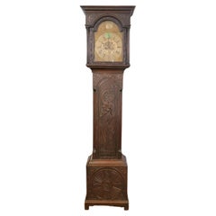 Antique 18thc Hand Made Wooden Grandfather Clock