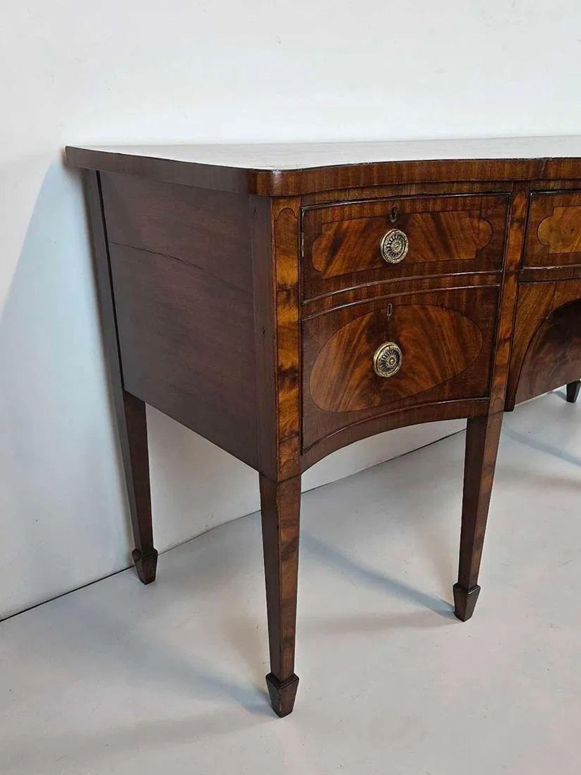 Inlay 18thC Inlaid Mahogany Sideboard with Bow Front, George III For Sale