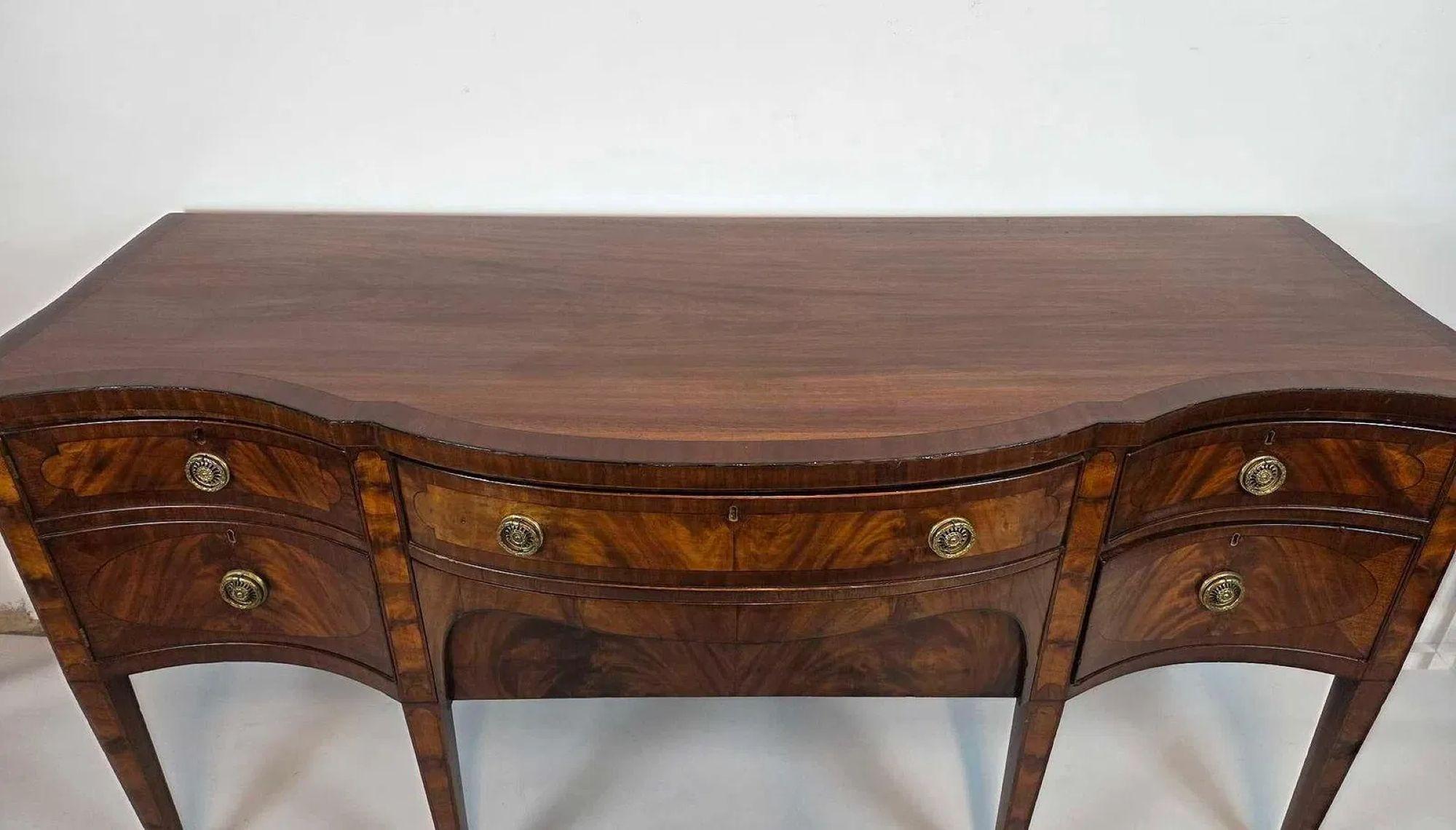 18thC Inlaid Mahogany Sideboard with Bow Front, George III In Good Condition For Sale In Houston, TX