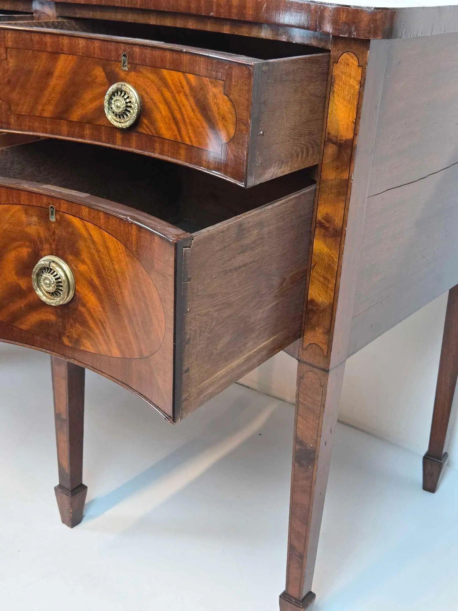 18th Century and Earlier 18thC Inlaid Mahogany Sideboard with Bow Front, George III For Sale