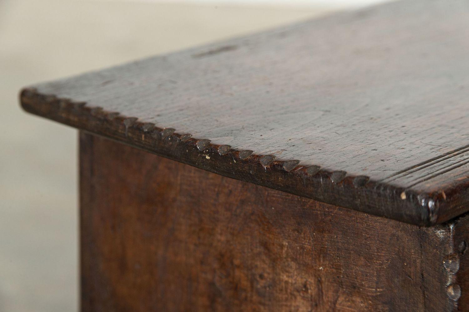 18thC Irish Oak Bible Box Coffer Stool For Sale 9