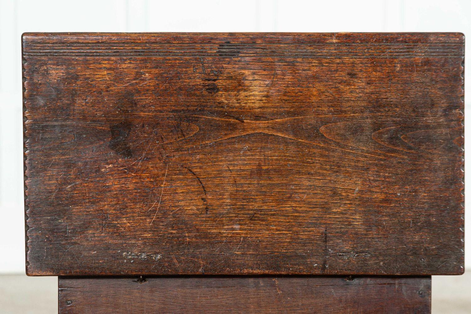 18thC Irish Oak Bible Box Coffer Stool For Sale 10