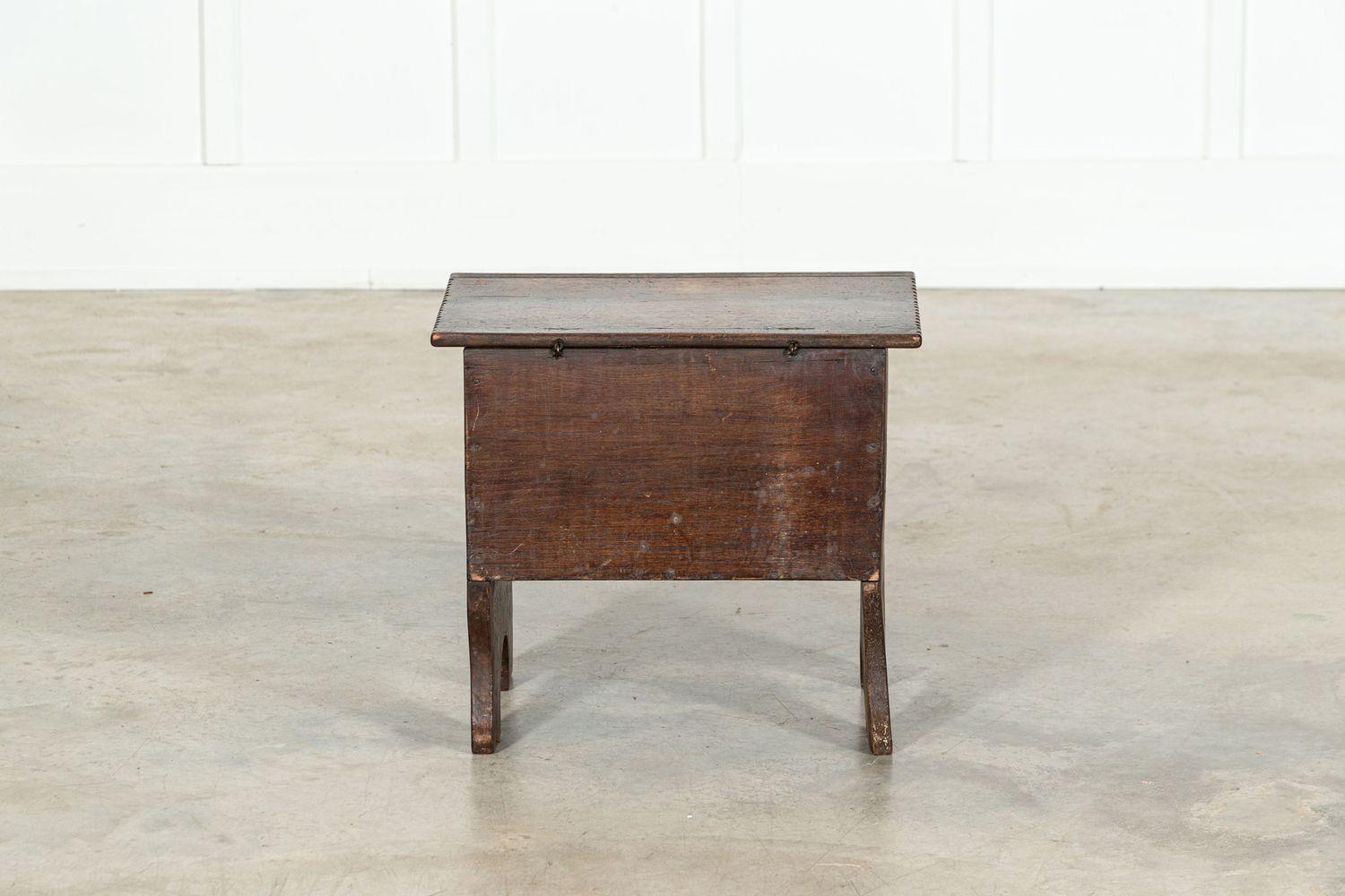 18thC Irish Oak Bible Box Coffer Stool For Sale 12