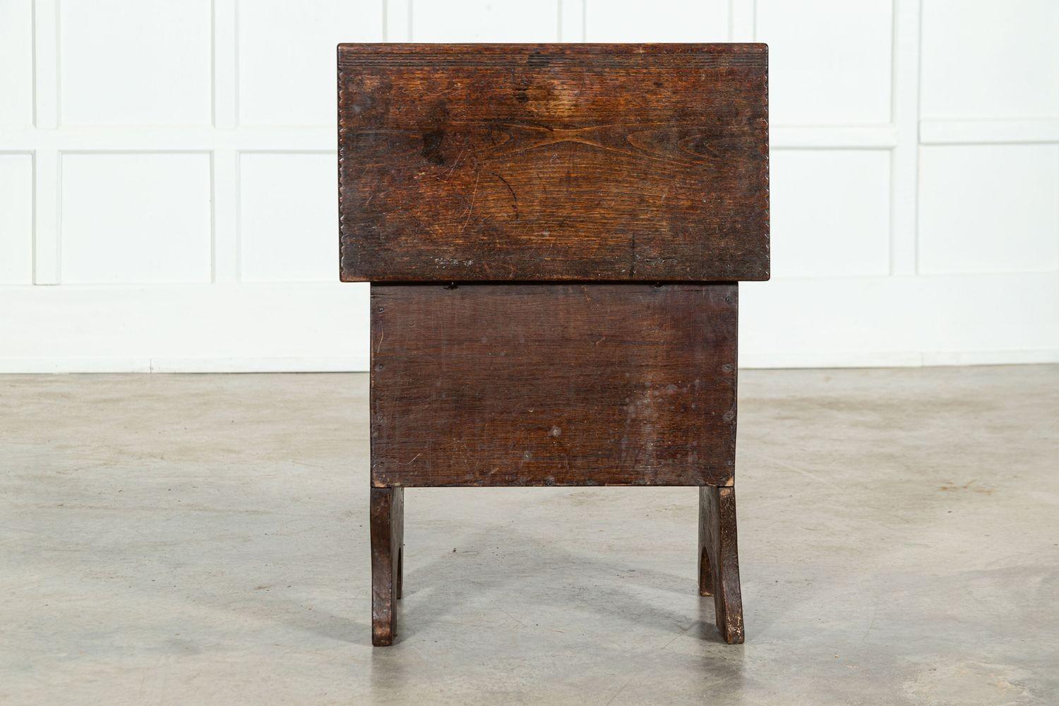 18thC Irish Oak Bible Box Coffer Stool For Sale 2