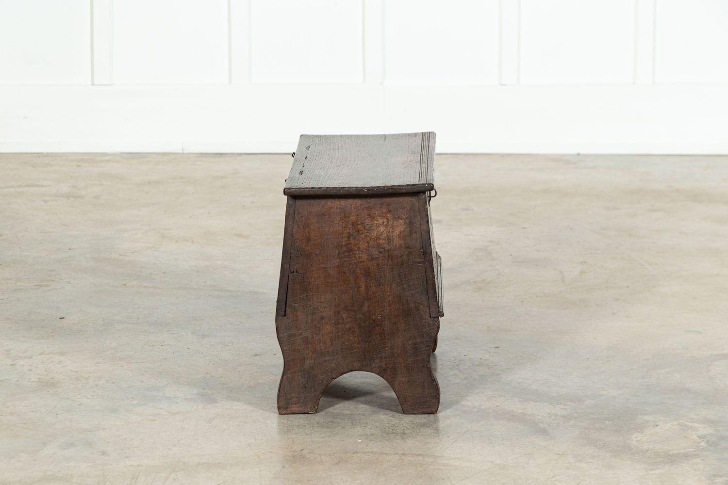 18thC Irish Oak Bible Box Coffer Stool For Sale 3