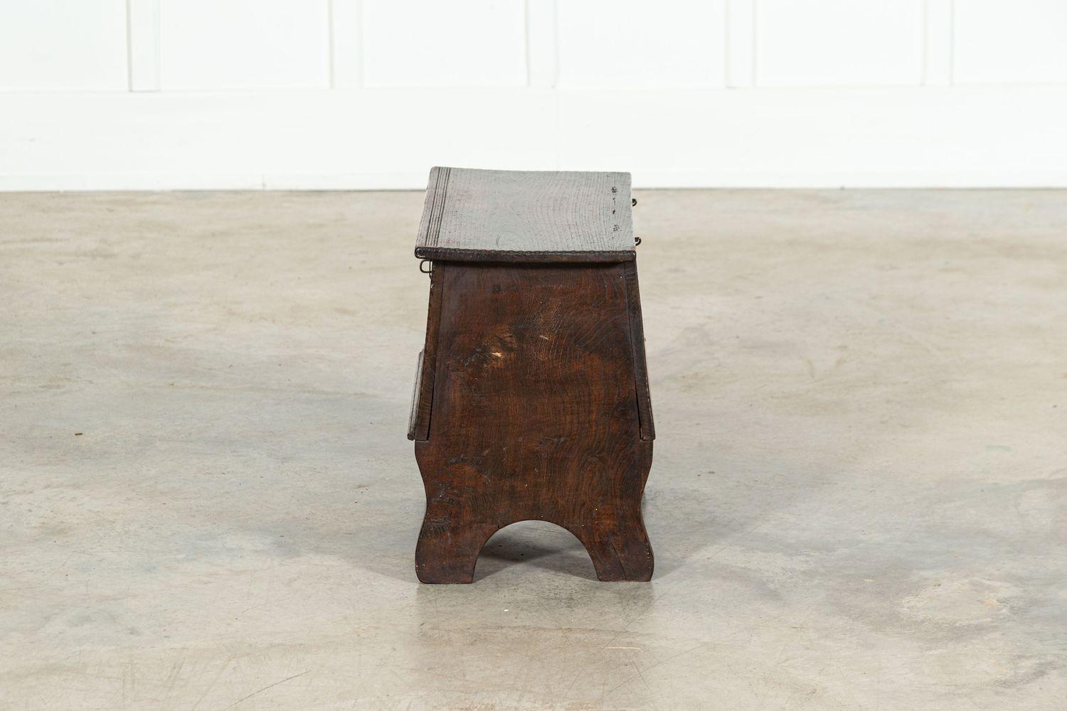 18thC Irish Oak Bible Box Coffer Stool For Sale 5
