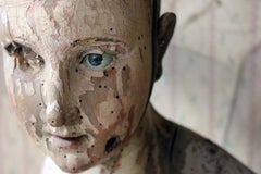 18th Century Italian Carved Wood Mannequin Bust of a Lady