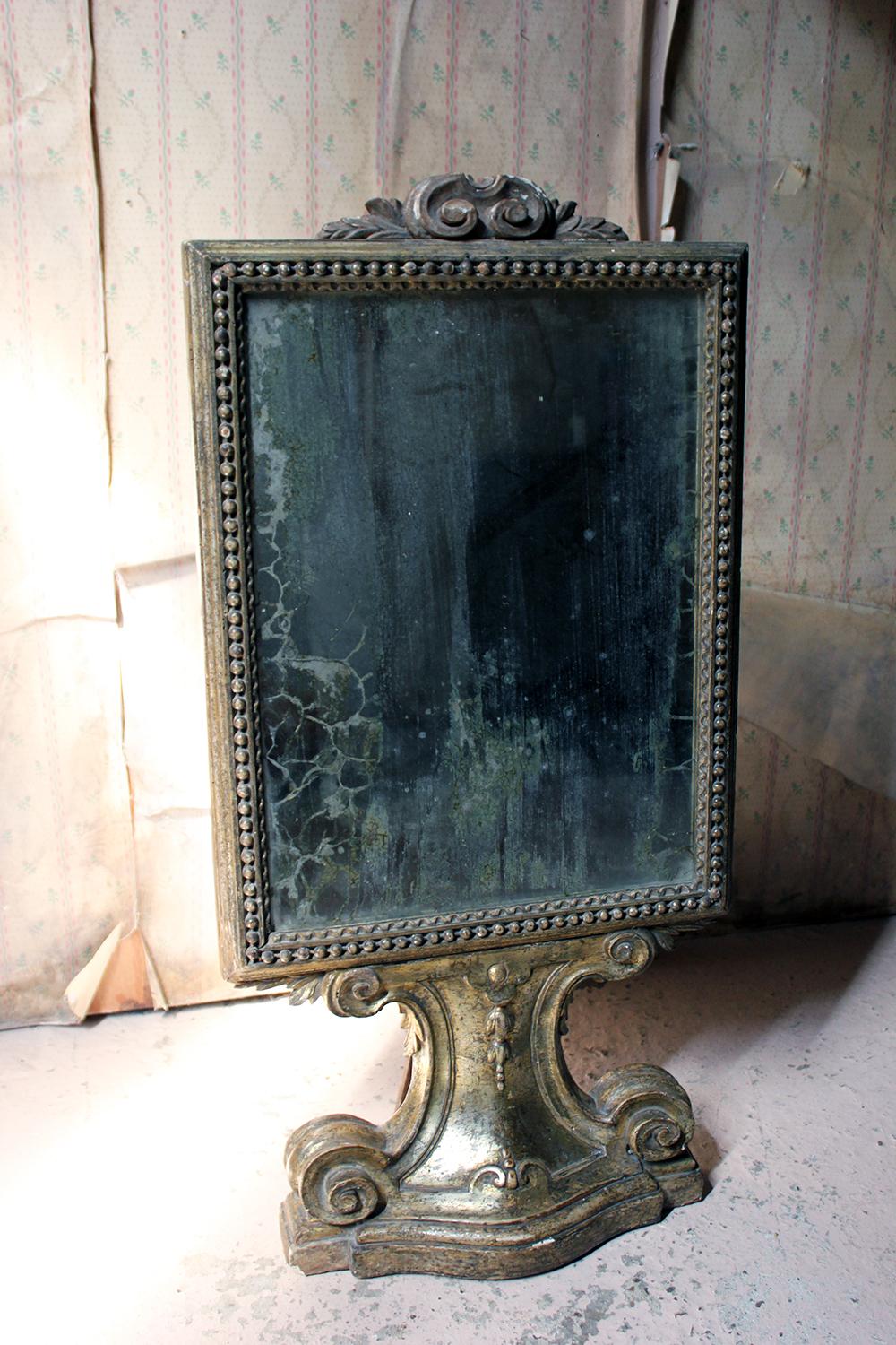 18th Century Italian Gilded Silver Leaf and Mercury Plated Limewood Altar Mirror 11