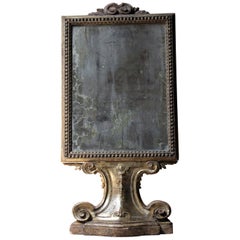 18th Century Italian Gilded Silver Leaf and Mercury Plated Limewood Altar Mirror